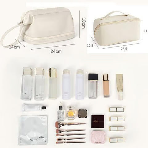 Cosmetic Travel Bag | Wide Zip Opening, Inner Pockets