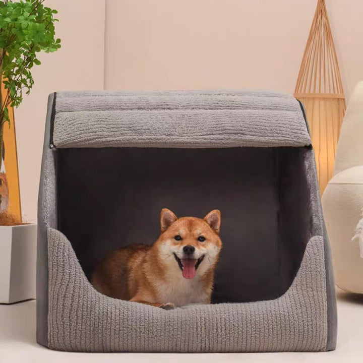 Covered Dog Bed | Cosy Enclosed Den for Medium and Large Dogs 0