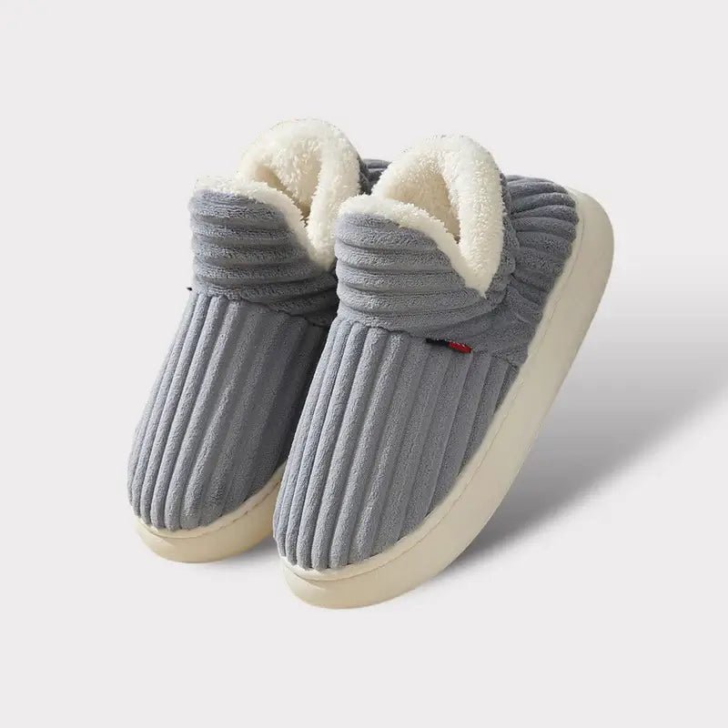 Cozy Slippers | Ribbed Upper, Turned Pile Collar Cuff