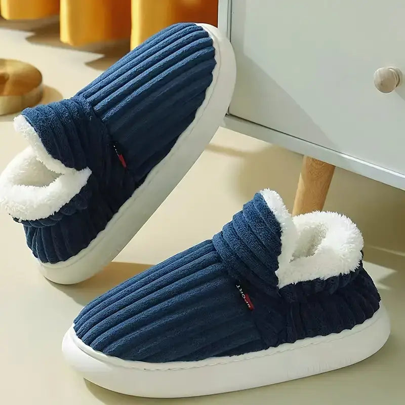 Cozy Slippers | Ribbed Upper, Turned Pile Collar Cuff