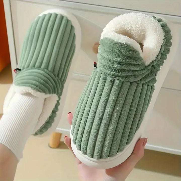 Cozy Slippers | Ribbed Upper, Turned Pile Collar Cuff