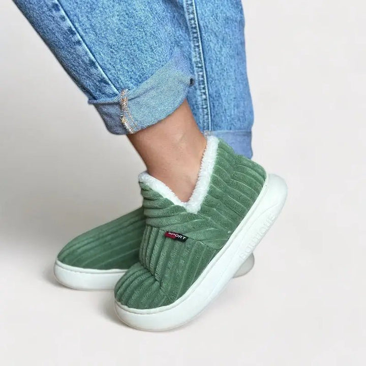 Cozy Slippers | Ribbed Upper, Turned Pile Collar Cuff
