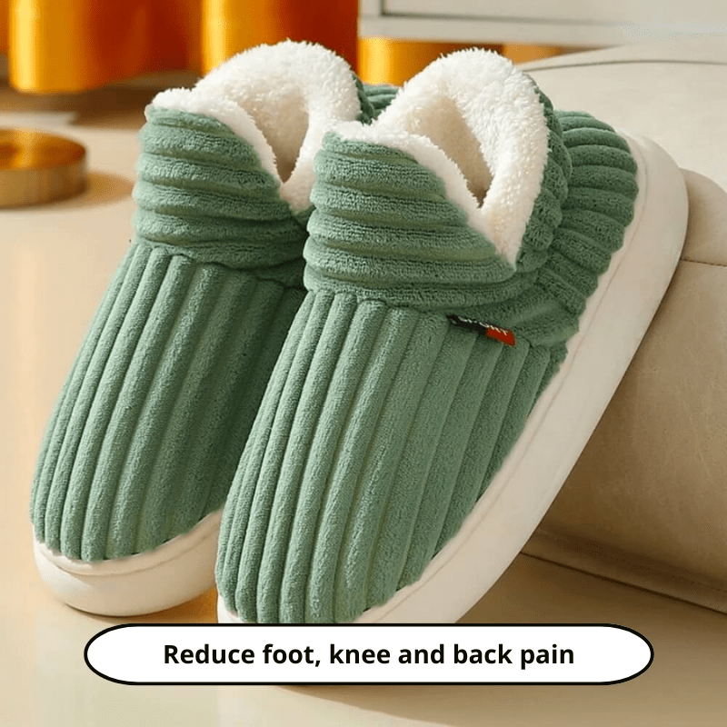 Cozy Slippers | Ribbed Upper, Turned Pile Collar Cuff