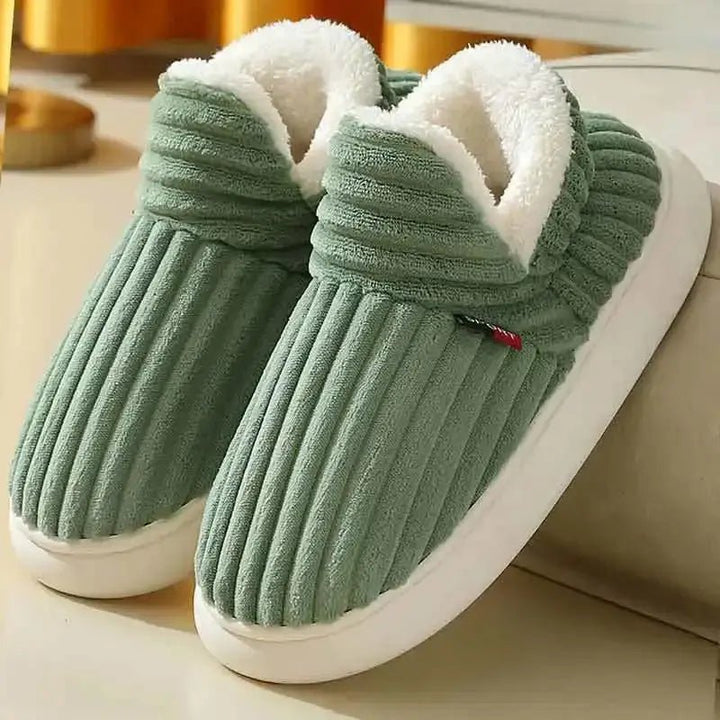 Cozy Slippers | Ribbed Upper, Turned Pile Collar Cuff