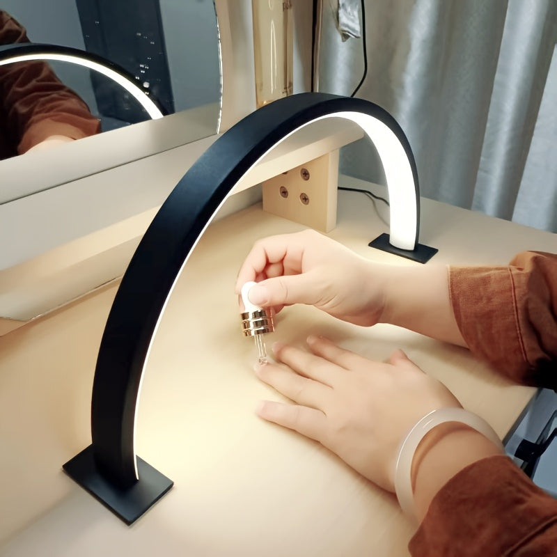 Crescent Moon Desk Lamp | Arched Strip, Twin Flat Bases