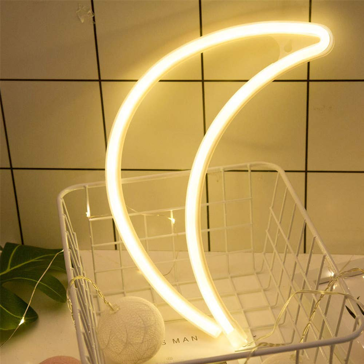 Crescent Moon LED Light | Wall or Table Display with Hanging Hole | Warm Glow for Bedroom, Office or Gift Decor