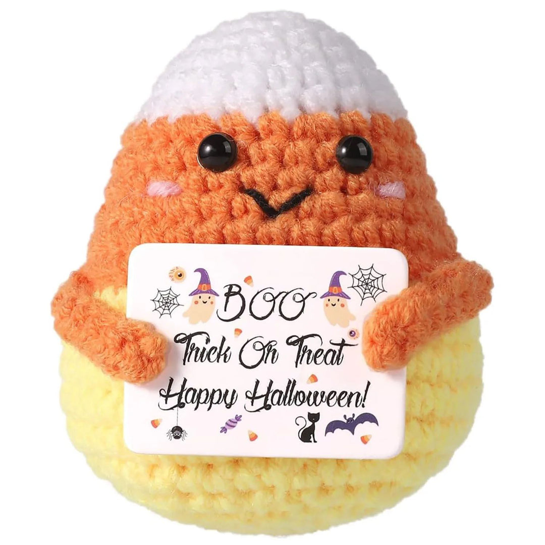 Crochet Bat Doll Halloween Decor | Includes Encouragement Card | Knitted Design for Desk, Shelf or Seasonal Display