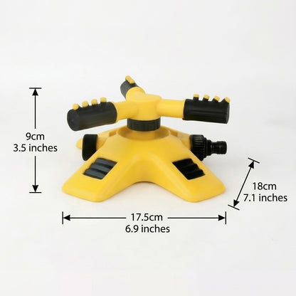 AquaFlow 360° Rotating Garden Sprinkler | 4 Adjustable Nozzles | Expandable | Hose Compatible
