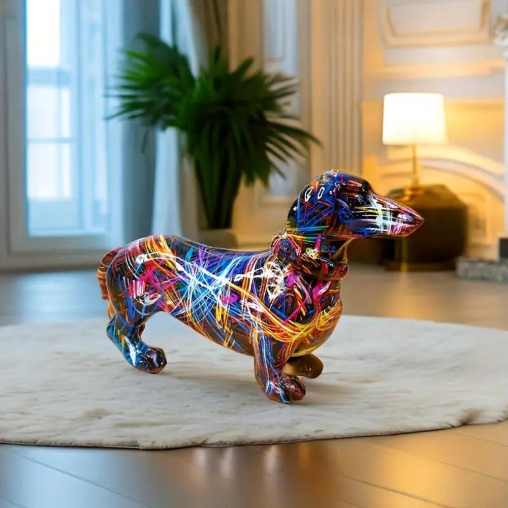 Decorative Dachshund Figurine | Graffiti Art Sculpture