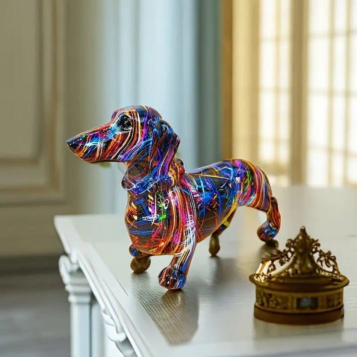 Decorative Dachshund Figurine | Graffiti Art Sculpture