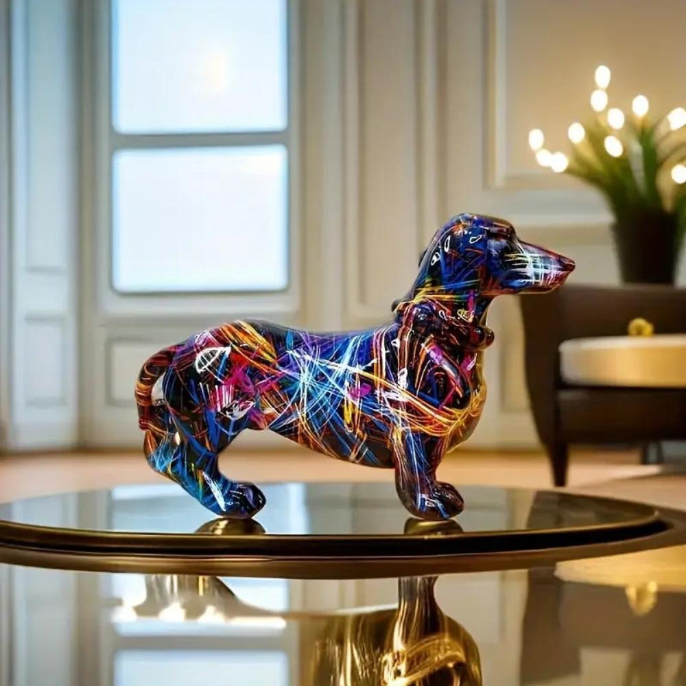 Decorative Dachshund Figurine | Graffiti Art Sculpture