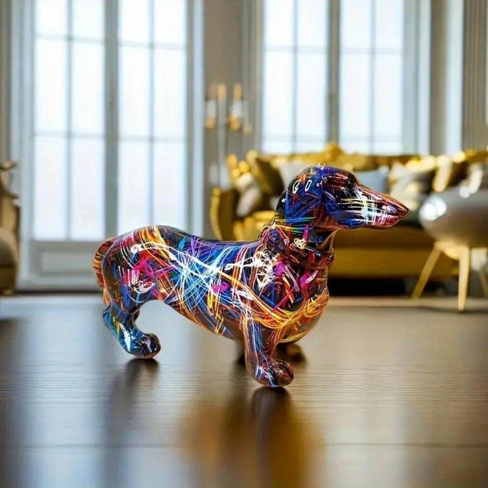 Decorative Dachshund Figurine | Graffiti Art Sculpture