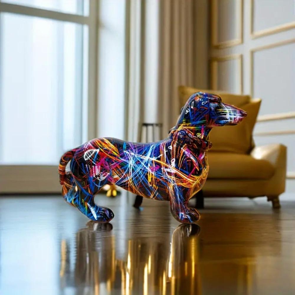 Decorative Dachshund Figurine | Graffiti Art Sculpture