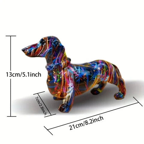 Decorative Dachshund Figurine | Graffiti Art Sculpture