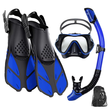 DeepBrez | Snorkel Set with 180° Panoramic Mask & Dry Top Design | Comfortable Fit for Underwater Exploration 0