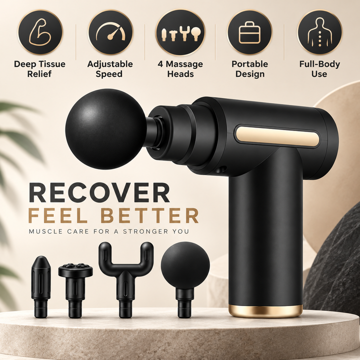 Deep Tissue Massage Gun | Adjustable Speed Percussion Massager | Interchangeable Heads for Portable Muscle Recovery 5
