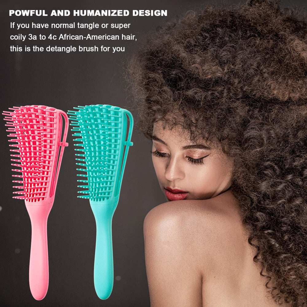 Detangling Hair Brush Set for Curly & Coily Hair 3a to 4c | 2-Piece Set, Adjustable Bristles | Gentle Knot Removal