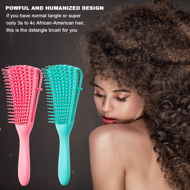 Detangling Hair Brush Set for Curly &amp; Coily Hair 3a to 4c | 2-Piece Set, Adjustable Bristles | Gentle Knot Removal