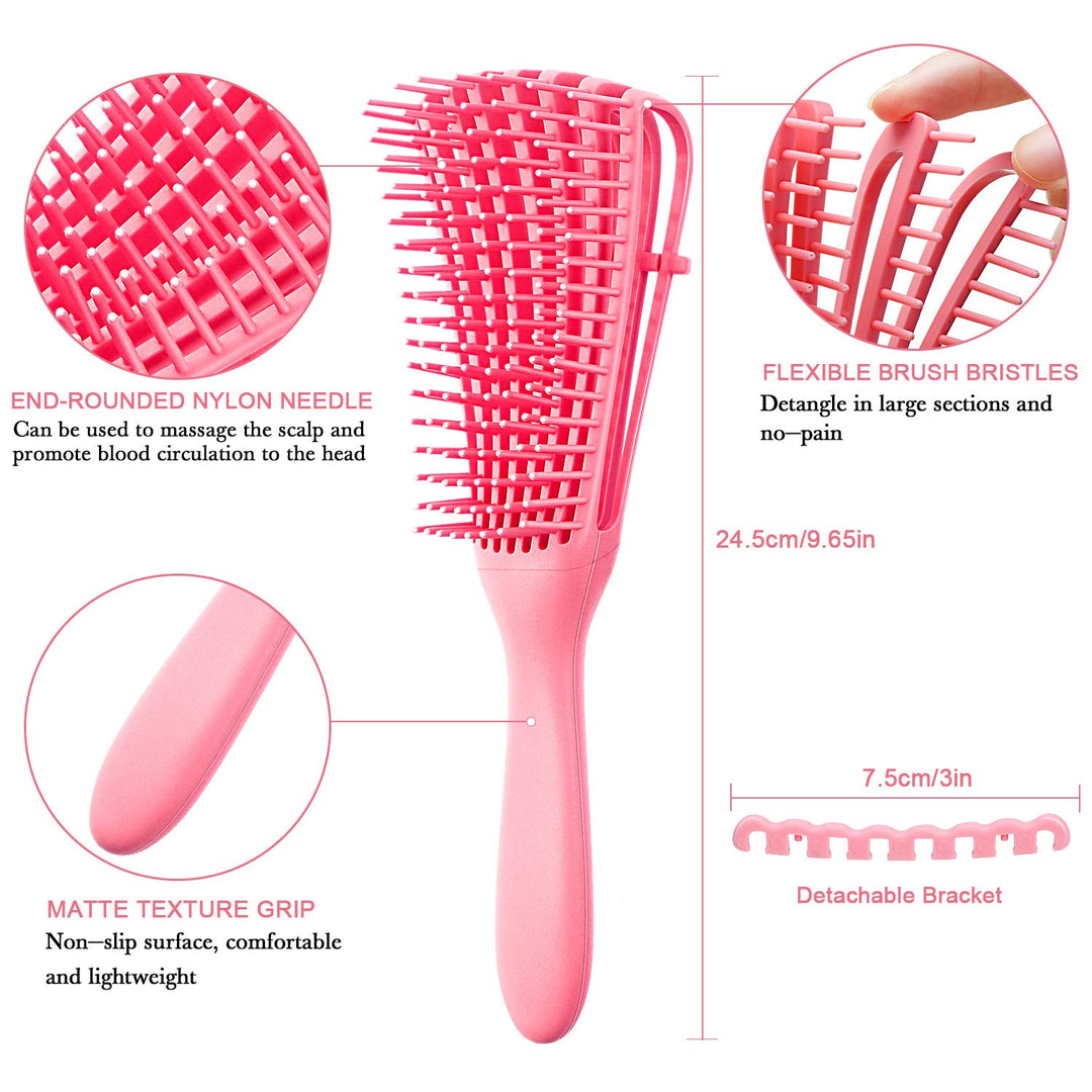 Detangling Hair Brush Set for Curly &amp; Coily Hair 3a to 4c | 2-Piece Set, Adjustable Bristles | Gentle Knot Removal