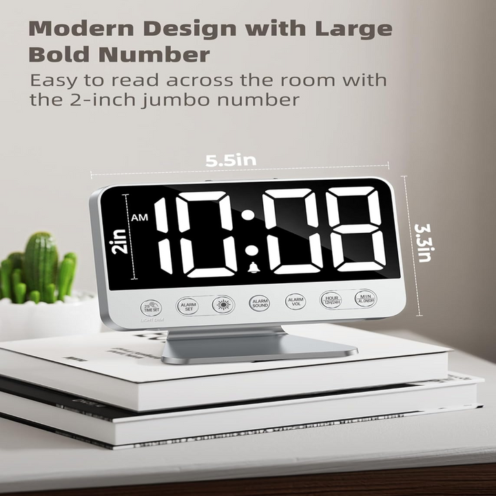 Digital Alarm Clock USB Charging Battery Backup Night Light