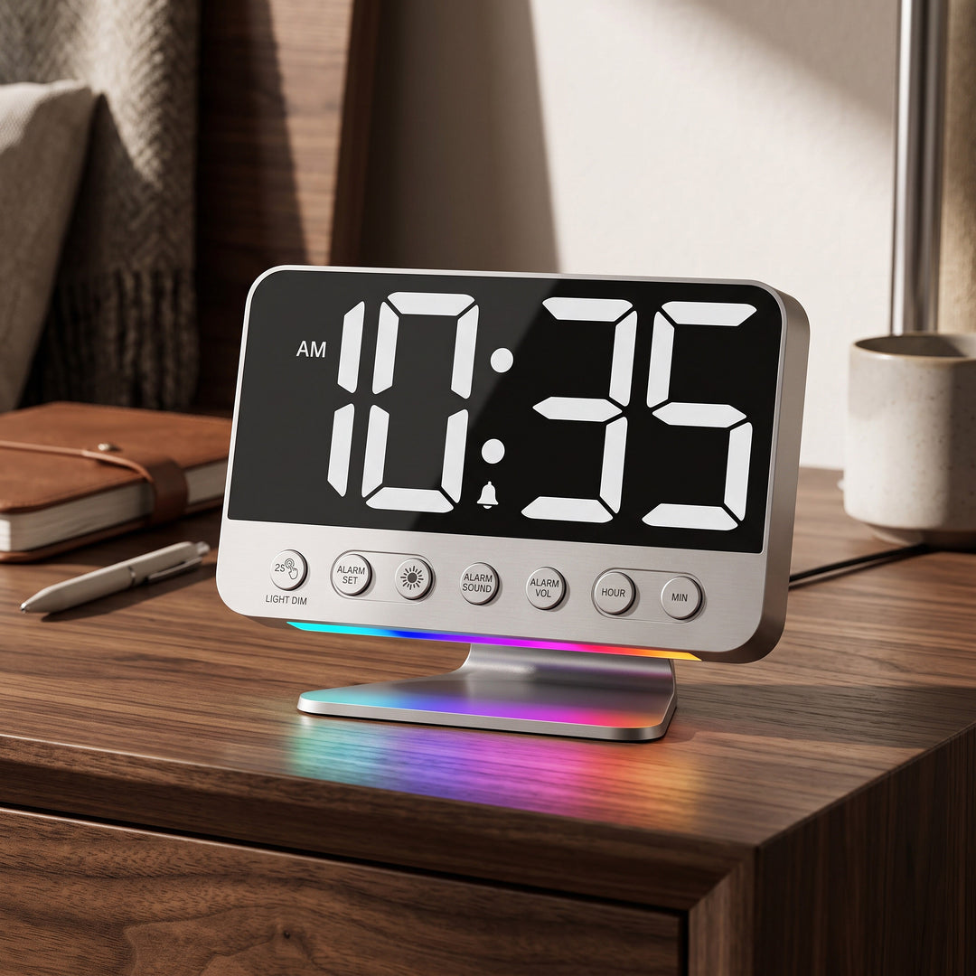 Digital Alarm Clock USB Charging Battery Backup Night Light