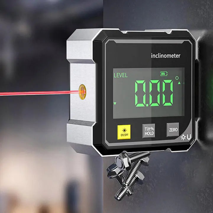 Digital Angle Gauge with Laser &amp; Magnetic Base | LED Inclinometer Design