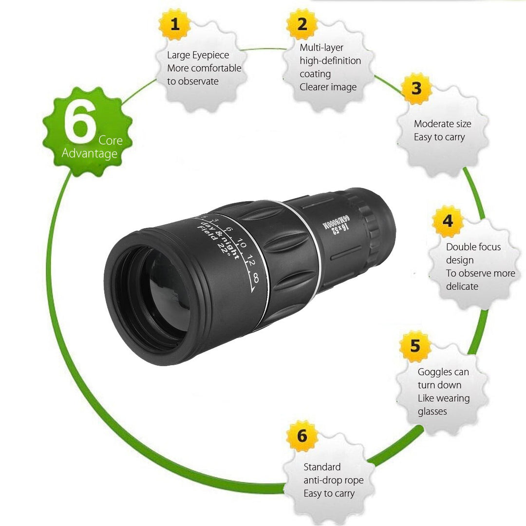 Digital Binocular Lens | 16x52 With A Phone Clamp Mount