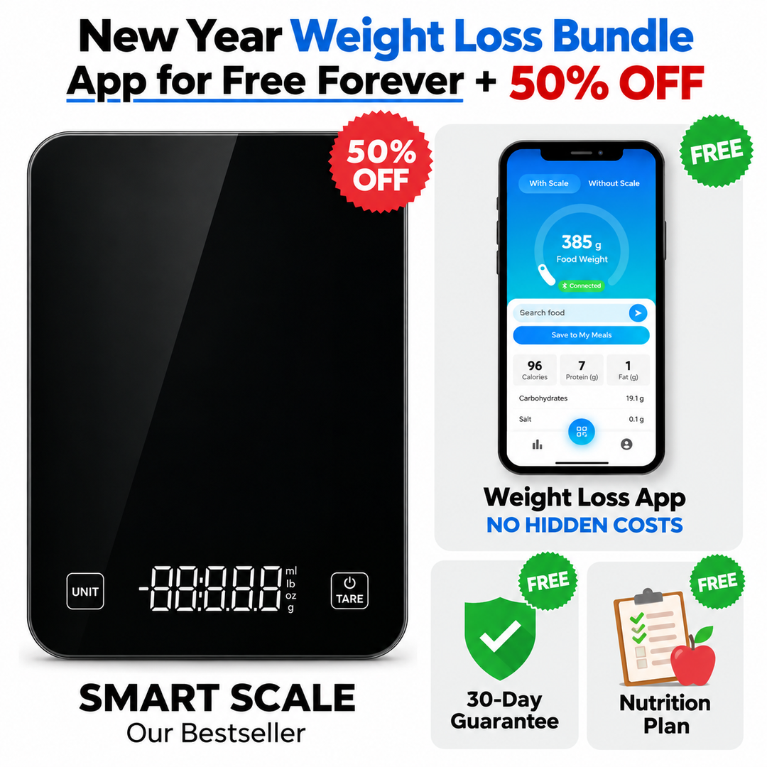 Digital Kitchen Scale with App Connectivity | Barcode Scanner &amp; Photo Recognition | Real-Time Calorie &amp; Nutrient Tracking