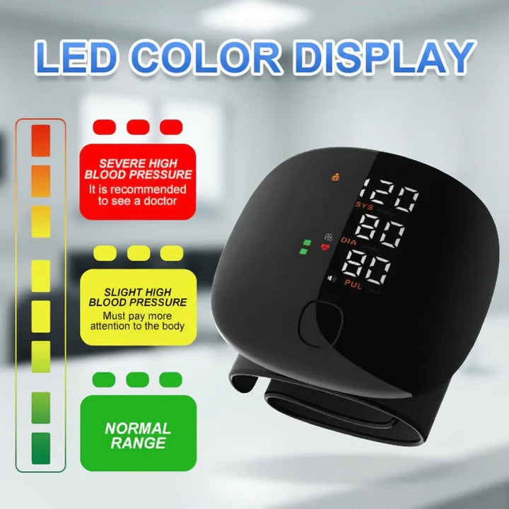 Digital Wrist Blood Pressure Monitor | LED Display with Memory Function