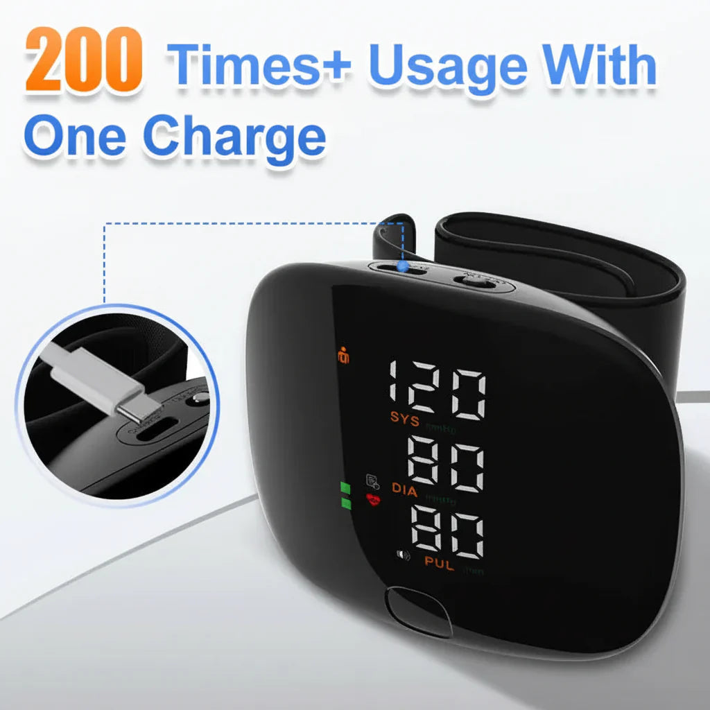 Digital Wrist Blood Pressure Monitor | LED Display with Memory Function
