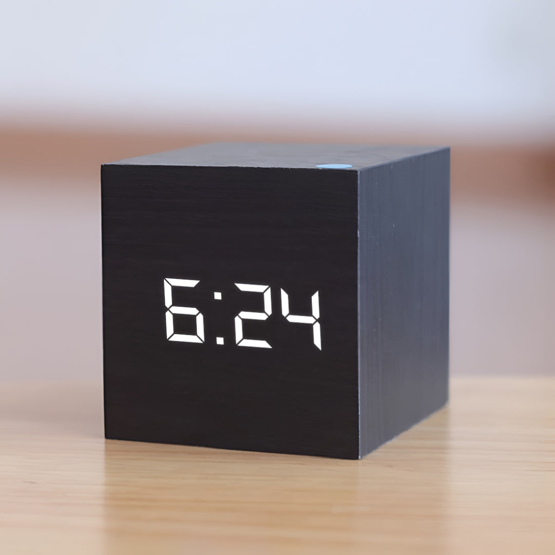 Digital Alarm Clock LED Display | Time, Date &amp; Temperature Desk Clock | Adjustable Brightness, USB or Battery Power 2
