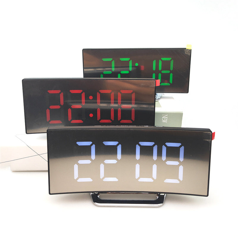Digital Desk Clock | Curved Mirror LED Display