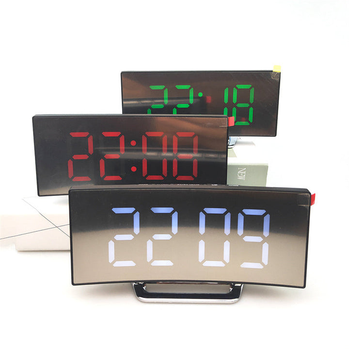 Digital Desk Clock | Curved Mirror LED Display