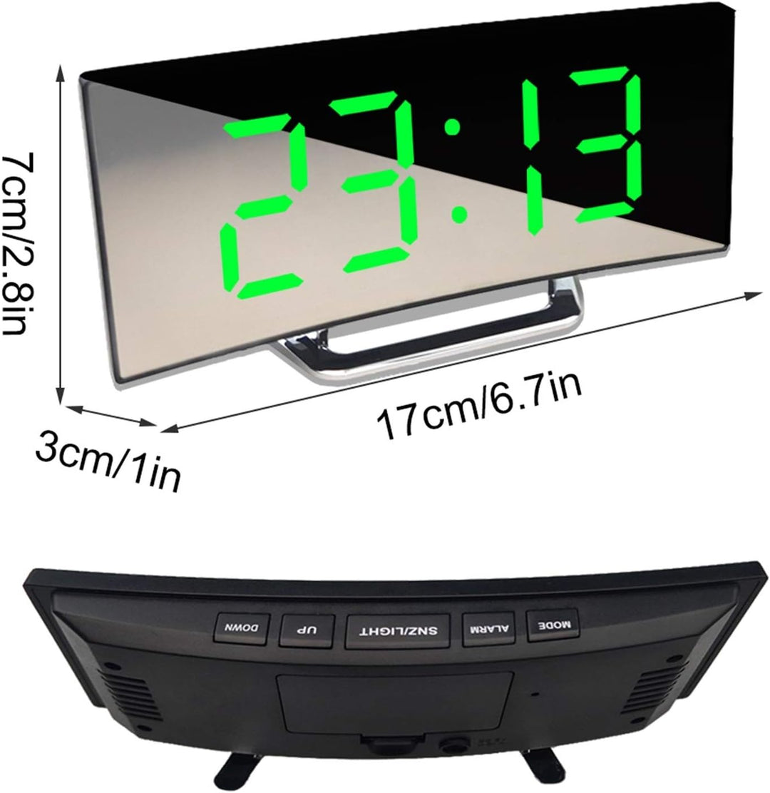 Digital Desk Clock | Curved Mirror LED Display