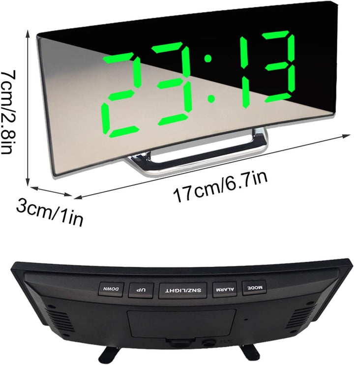 Digital Desk Clock | Curved Mirror LED Display
