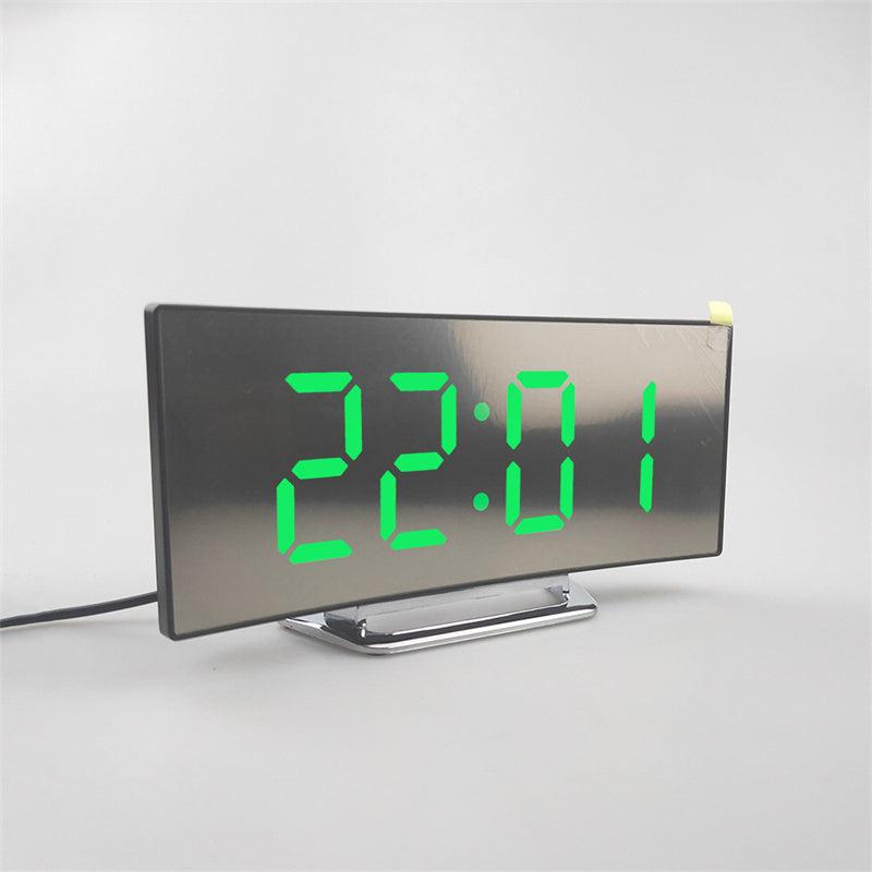 Digital Desk Clock | Curved Mirror LED Display