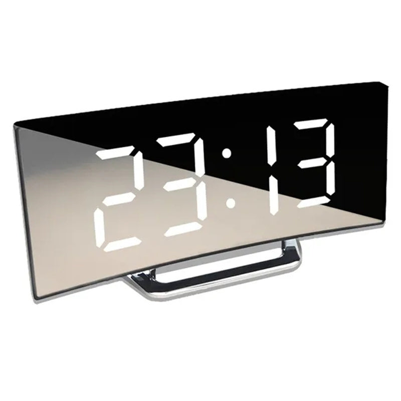 Digital Desk Clock | Curved Mirror LED Display