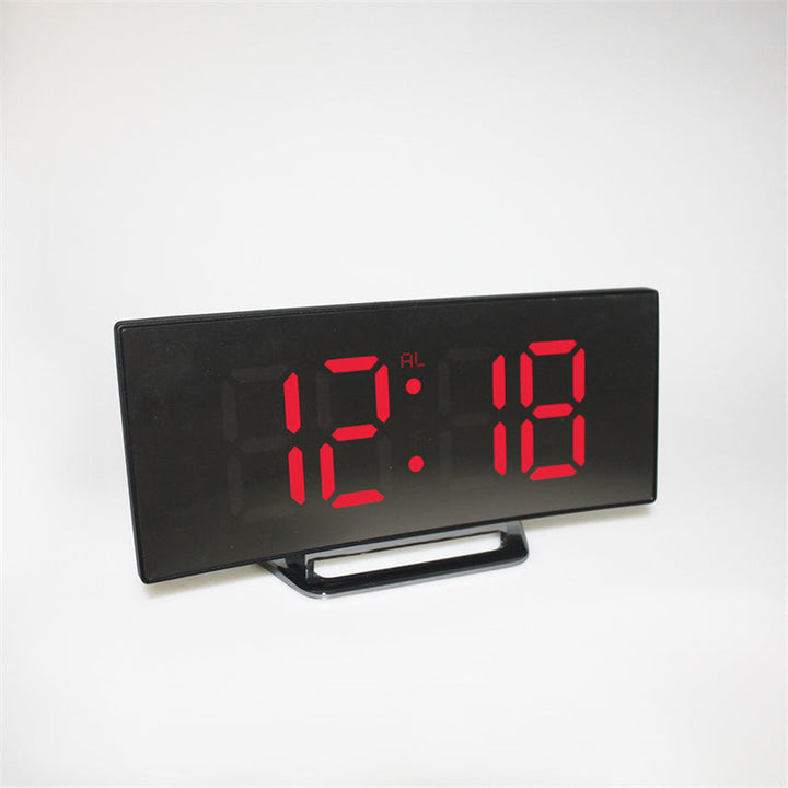 Digital Desk Clock | Curved Mirror LED Display