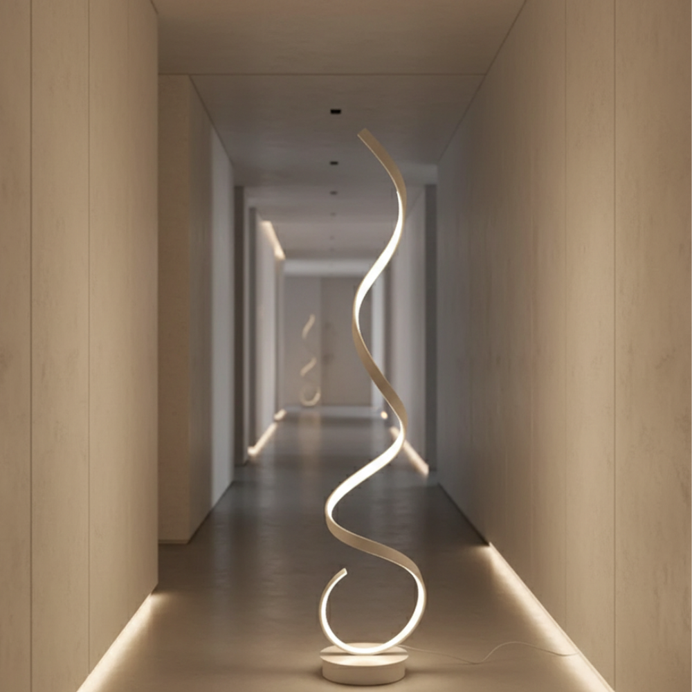 Dimmable LED Spiral Floor Lamp | Aluminium & Silicone | Warm White | 133cm | AC