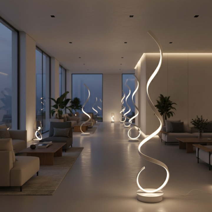 Dimmable LED Spiral Floor Lamp | Aluminium &amp; Silicone | Warm White | 133cm | AC