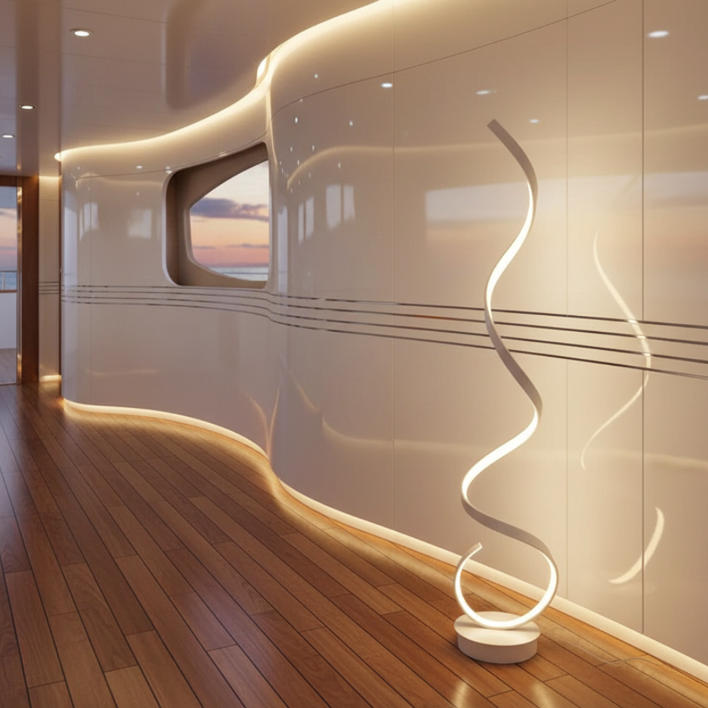 Dimmable LED Spiral Floor Lamp | Aluminium &amp; Silicone | Warm White | 133cm | AC