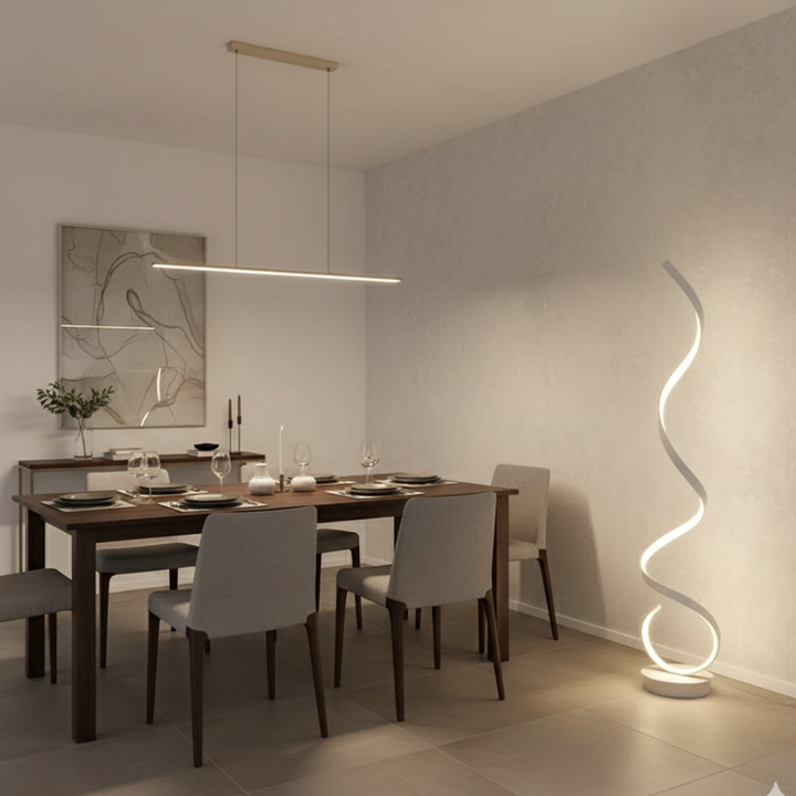 Dimmable LED Spiral Floor Lamp | Aluminium &amp; Silicone | Warm White | 133cm | AC
