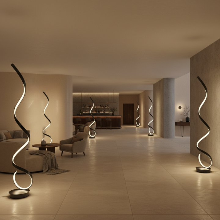 Dimmable LED Spiral Floor Lamp | Aluminium &amp; Silicone | Warm White | 133cm | AC