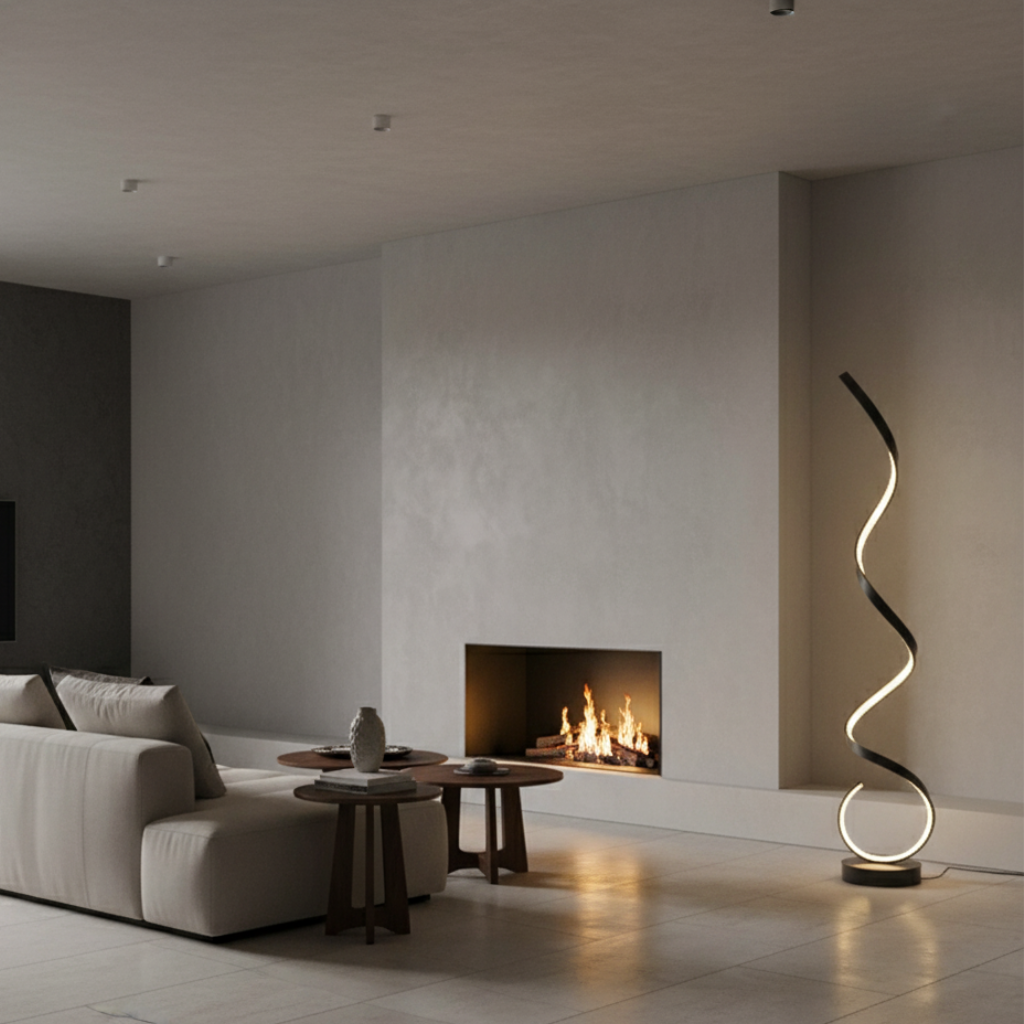 Dimmable LED Spiral Floor Lamp | Aluminium &amp; Silicone | Warm White | 133cm | AC