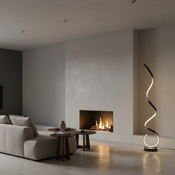 Dimmable LED Spiral Floor Lamp | Aluminium &amp; Silicone | Warm White | 133cm | AC