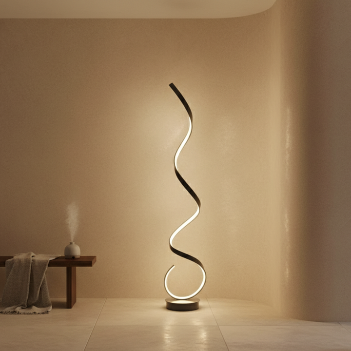 Dimmable LED Spiral Floor Lamp | Aluminium &amp; Silicone | Warm White | 133cm | AC