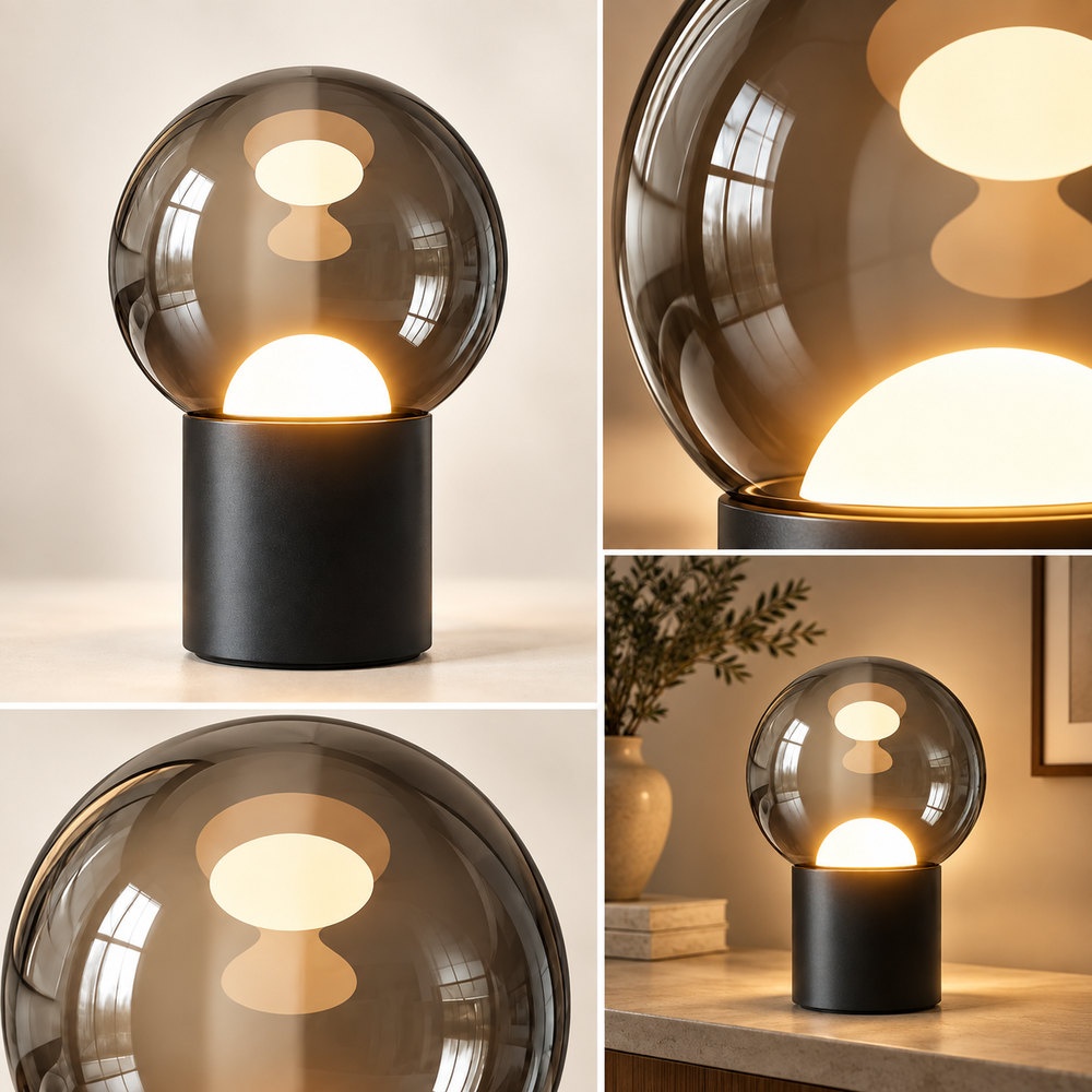 Dimmable LED Table Lamp Aluminium Glass | Touch Control with 2 Brightness Levels | Cordless Rechargeable Battery Lighting 2