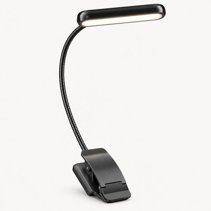 Dimmable Clip Reading Lamp | Flexible Neck, 3 Colour Temperatures | USB Rechargeable, 10 Brightness Levels, Clip-On Mount 4