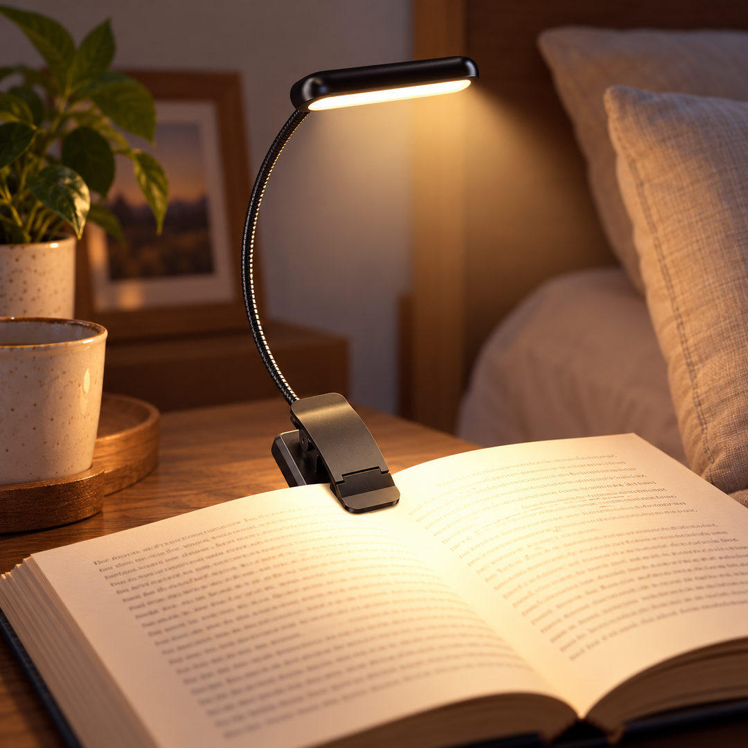 Dimmable Clip Reading Lamp | Flexible Neck, 3 Colour Temperatures | USB Rechargeable, 10 Brightness Levels, Clip-On Mount 1