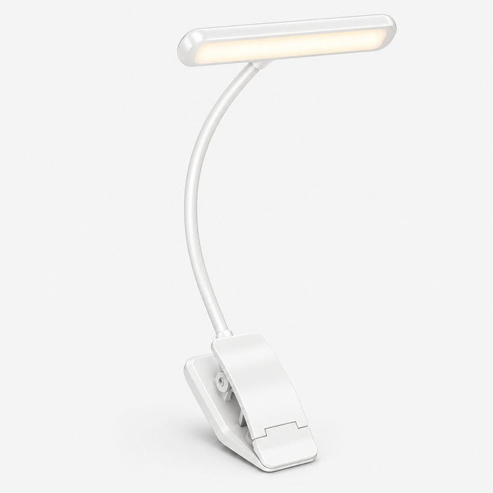 Dimmable Clip Reading Lamp | Flexible Neck, 3 Colour Temperatures | USB Rechargeable, 10 Brightness Levels, Clip-On Mount 5